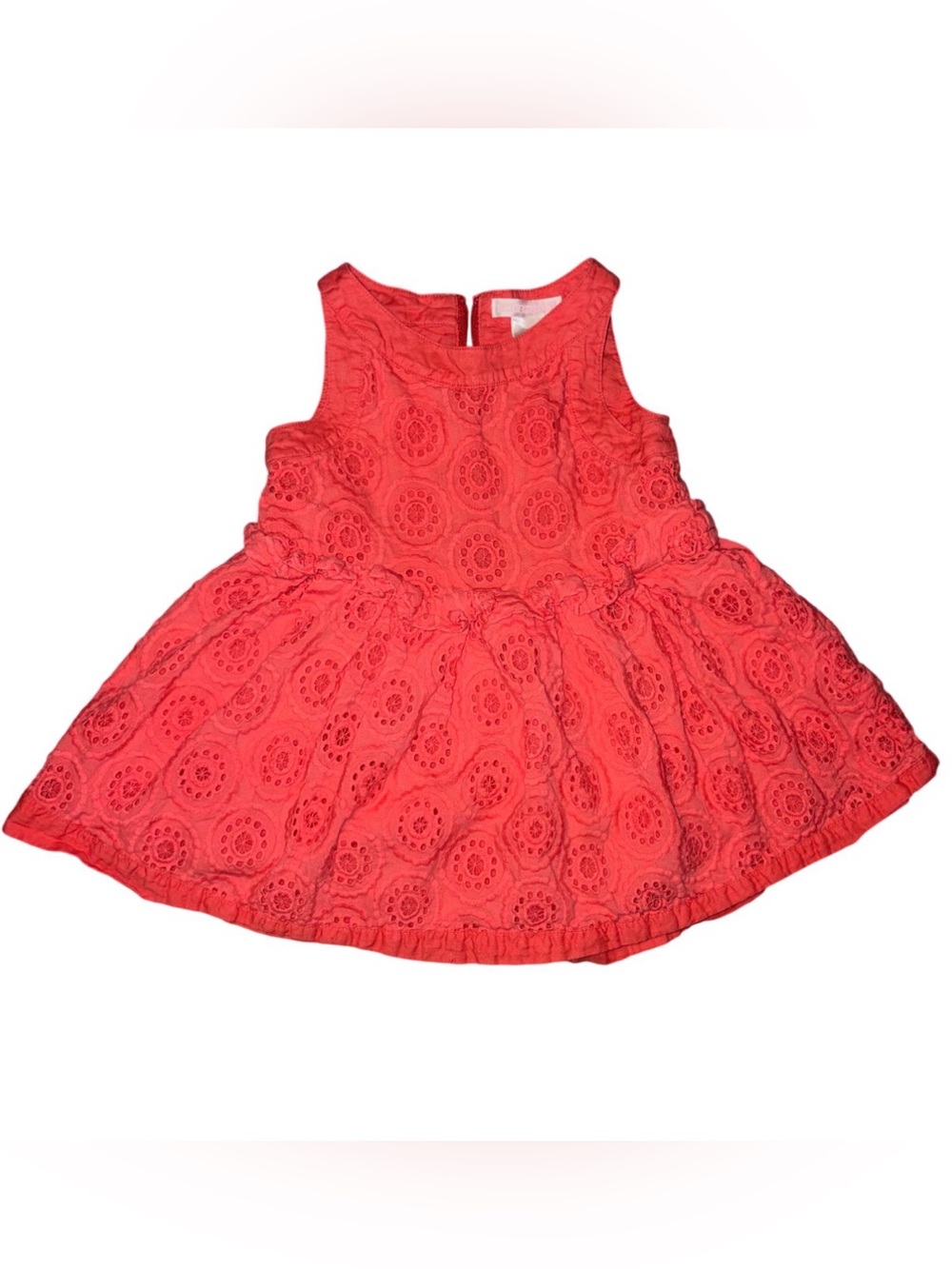 Janie and Jack Coral Eyelet Sleeveless Dress